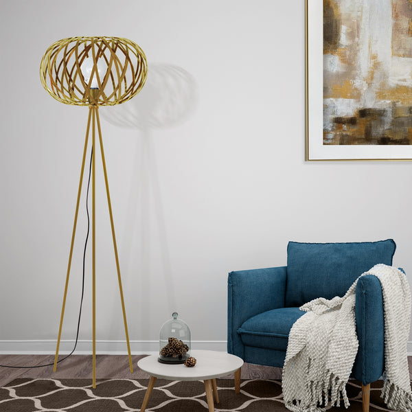 Lampadaire TOSEL CITROUILLE,métal, H166xD40xP40  cm.