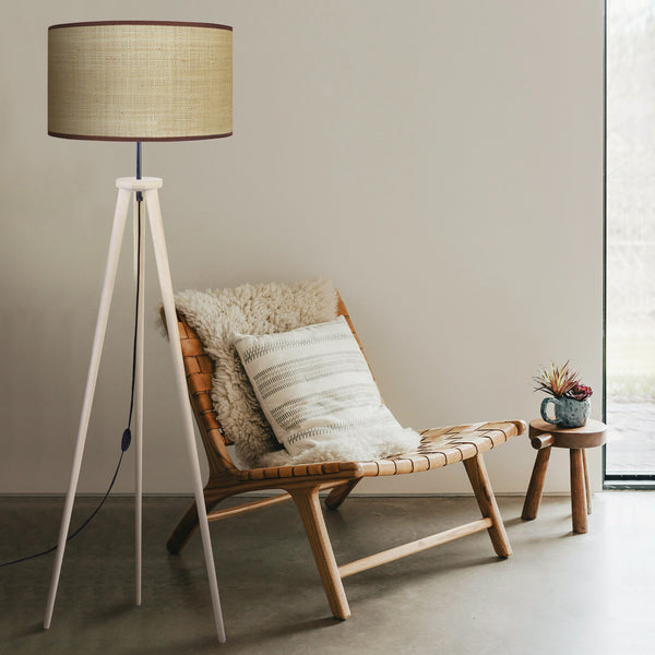 Lampadaire JUTE bois trépied
