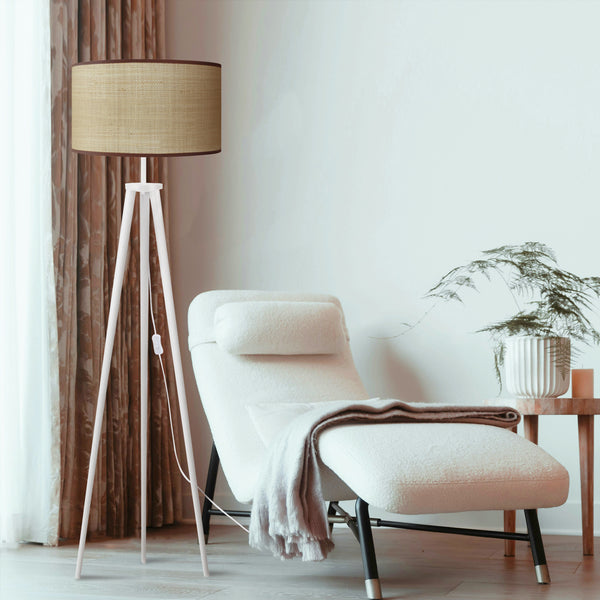 Lampadaire JUTE bois trépied
