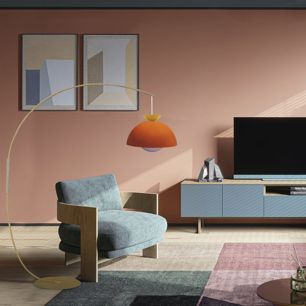 Lampadaire AGATA CURVE bois métal arc