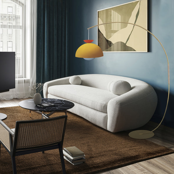 Lampadaire AGATA CURVE bois métal arc