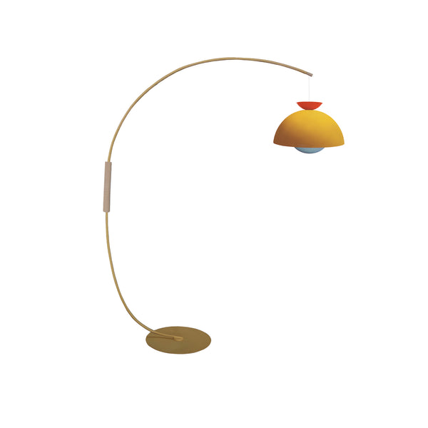 Lampadaire AGATA CURVE bois métal arc