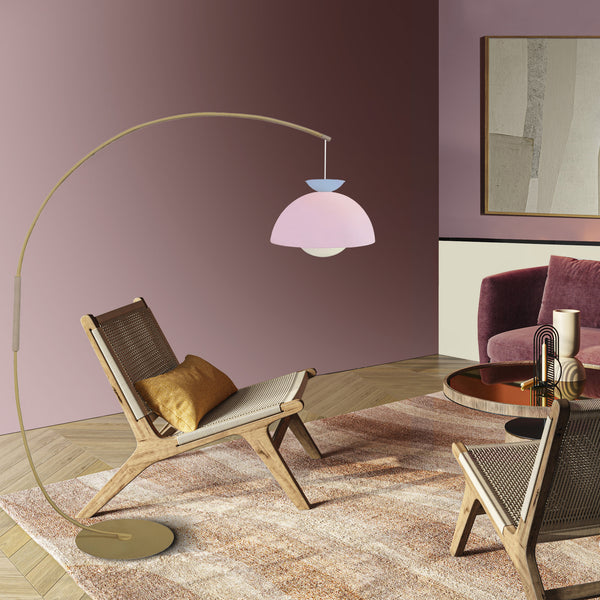 Lampadaire AGATA CURVE bois métal arc