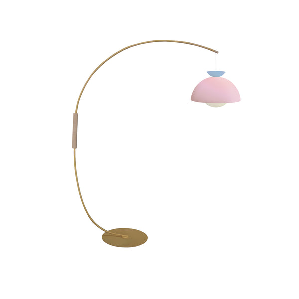 Lampadaire AGATA CURVE bois métal arc