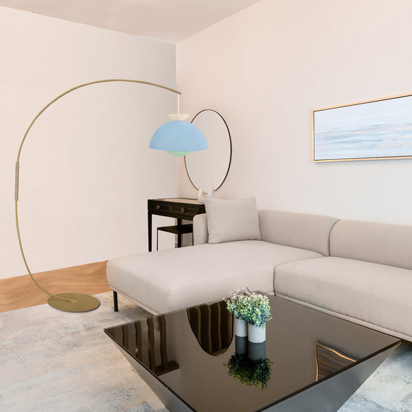 Lampadaire AGATA CURVE bois métal arc