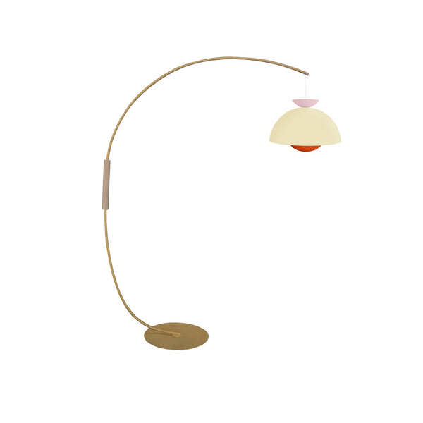 Lampadaire AGATA CURVE bois métal arc