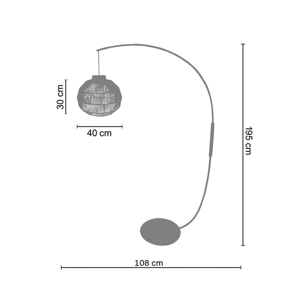 Lampadaire TOSEL EVERTON CURVE, H195xD43xP110  cm.