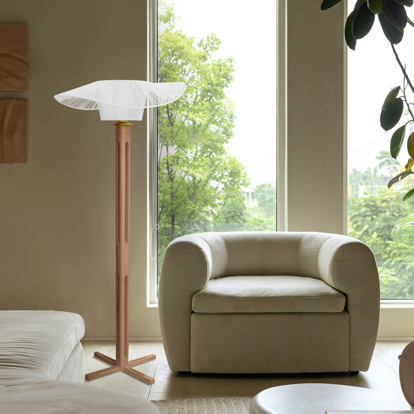 Lampadaire TOSEL PADUA bois, métal, ficelle H159xD60xP60 cm