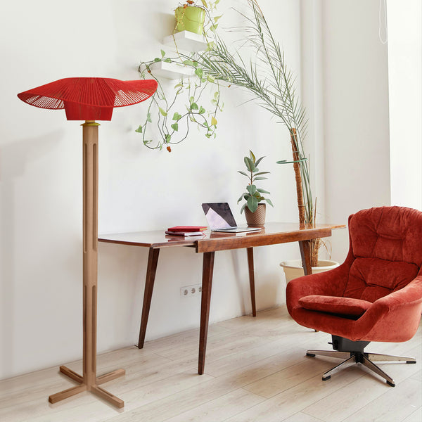 Lampadaire TOSEL PADUA bois, métal, ficelle H159xD60xP60 cm