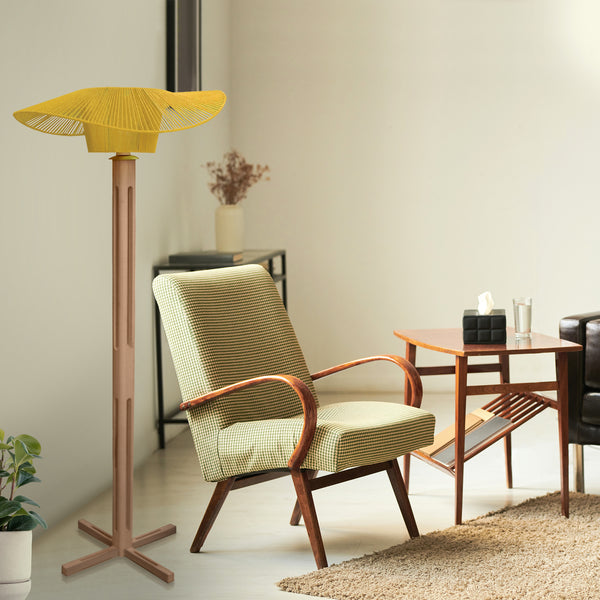 Lampadaire TOSEL PADUA bois, métal, ficelle H159xD60xP60 cm