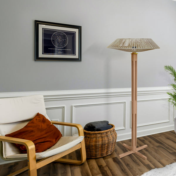 Lampadaire TOSEL PADUA CONE bois, métal, ficelle H150xD60xP60  cm