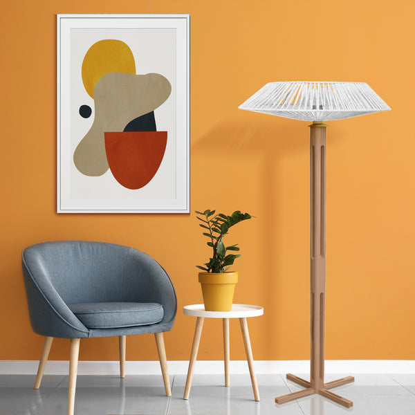 Lampadaire TOSEL PADUA CONE bois, métal, ficelle H150xD60xP60  cm