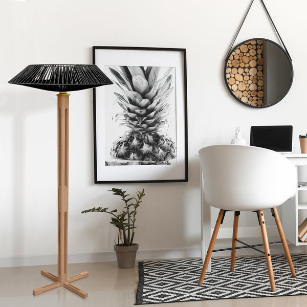 Lampadaire TOSEL PADUA CONE bois, métal, ficelle H150xD60xP60  cm