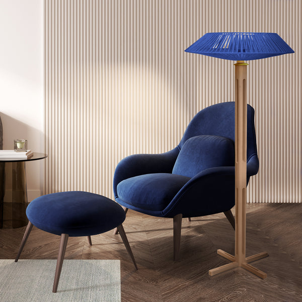 Lampadaire TOSEL PADUA CONE bois, métal, ficelle H150xD60xP60  cm