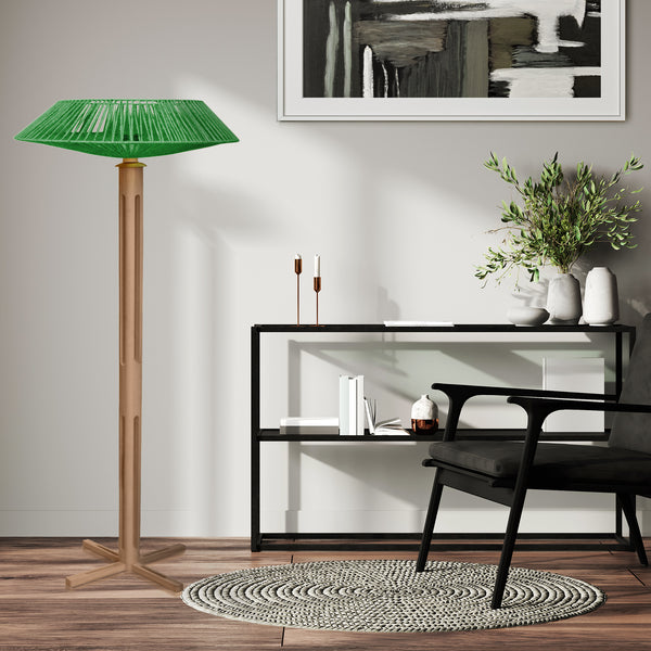 Lampadaire TOSEL PADUA CONE bois, métal, ficelle H150xD60xP60  cm