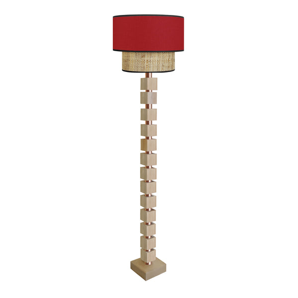 Lampadaire SIRACUSA bois colonne cube