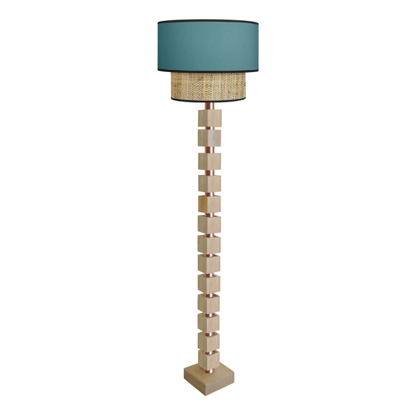 Lampadaire SIRACUSA bois colonne cube