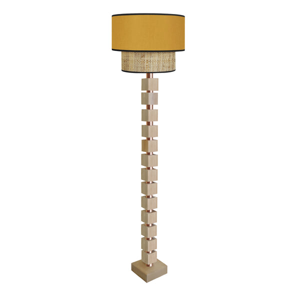 Lampadaire SIRACUSA bois colonne cube