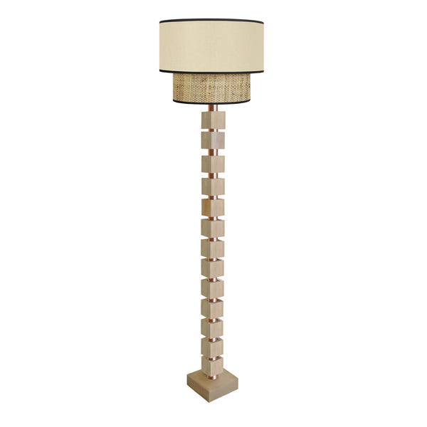 Lampadaire SIRACUSA bois colonne cube
