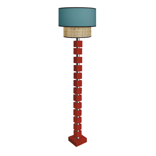 Lampadaire SIRACUSA bois colonne cube
