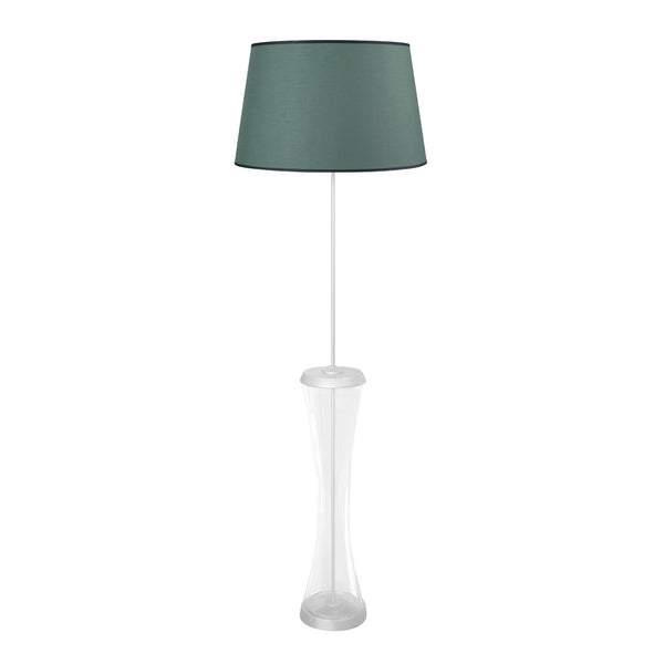 Lámpara de pie GHENT de cristal, madera y metal con columna