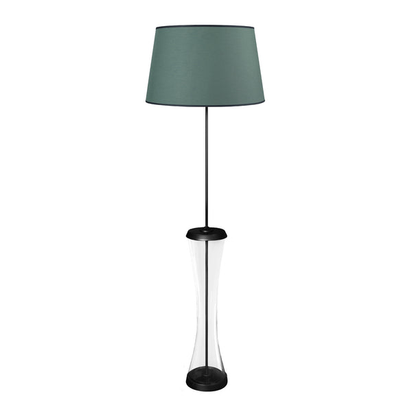 Lámpara de pie GHENT de cristal, madera y metal con columna