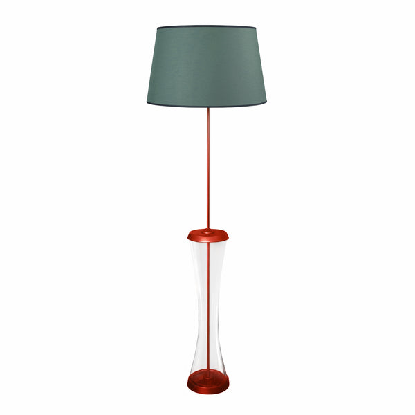 Lámpara de pie GHENT de cristal, madera y metal con columna