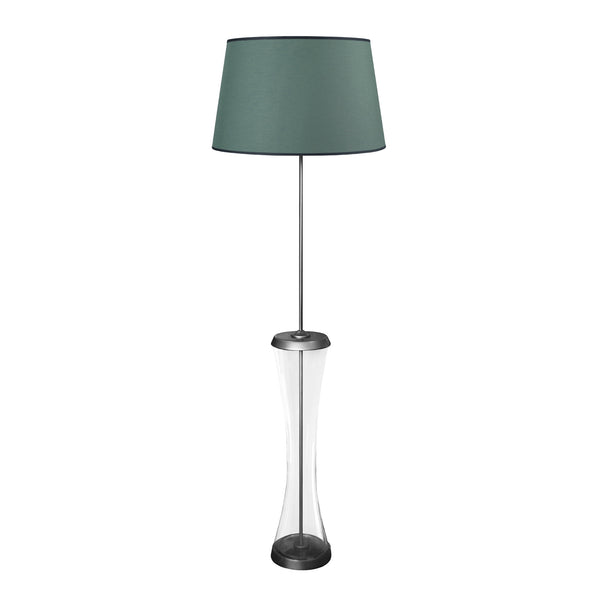 Lámpara de pie GHENT de cristal, madera y metal con columna