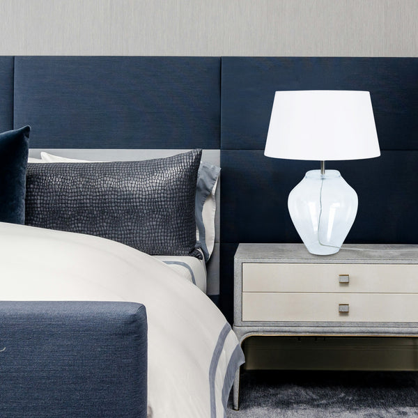 Lampe a poser TOSEL VASE,verre, tissu  , H44xD30xP30  cm.