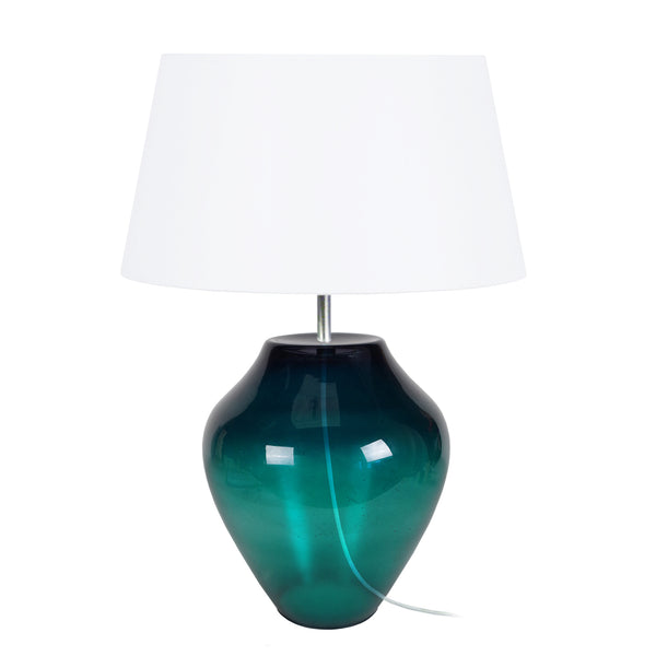 Lampe a poser TOSEL VASE,verre, tissu  , H44xD30xP30  cm.