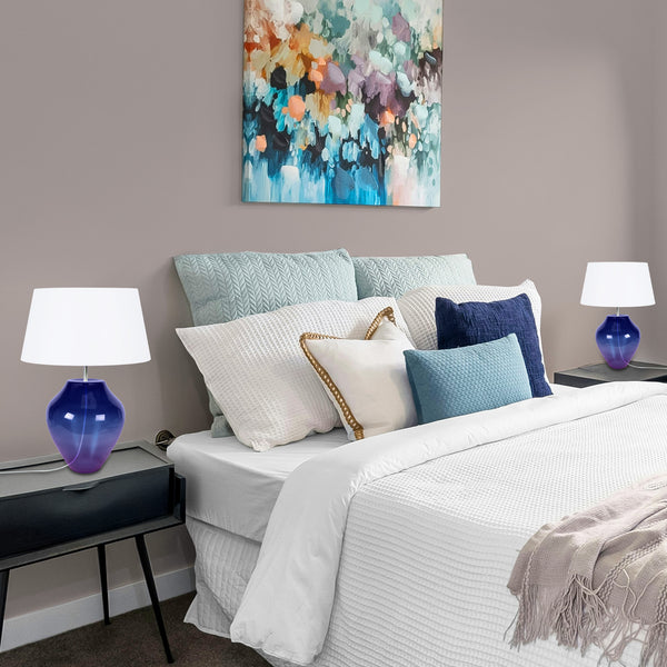 Lampe a poser TOSEL VASE,verre, tissu  , H44xD30xP30  cm.