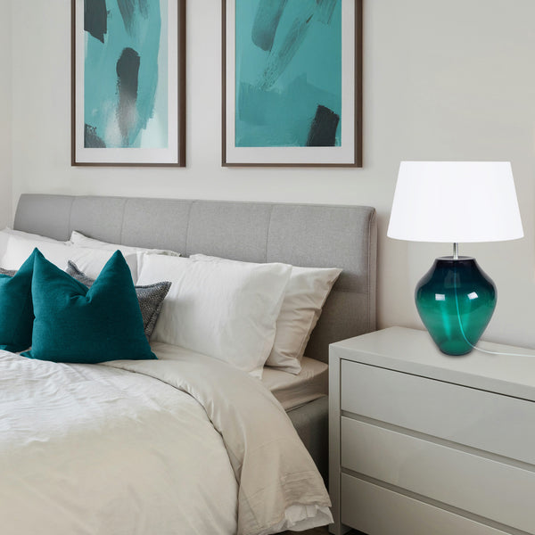 Lampe a poser TOSEL VASE,verre, tissu  , H44xD30xP30  cm.
