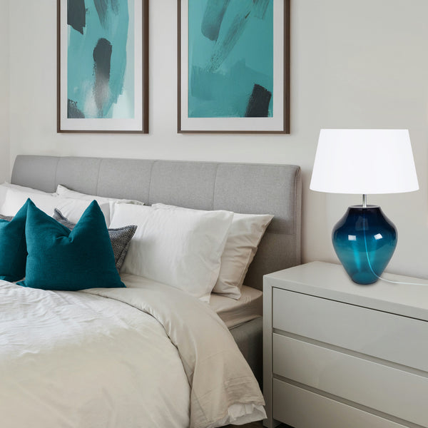 Lampe a poser TOSEL VASE,verre, tissu  , H44xD30xP30  cm.