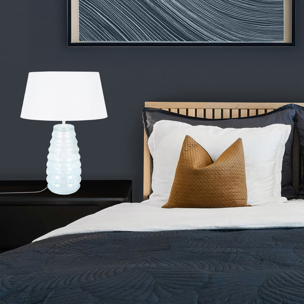 Lampe de chevet TOSEL SYMPHONIE,verre, tissu  , H49xD30xP30  cm.