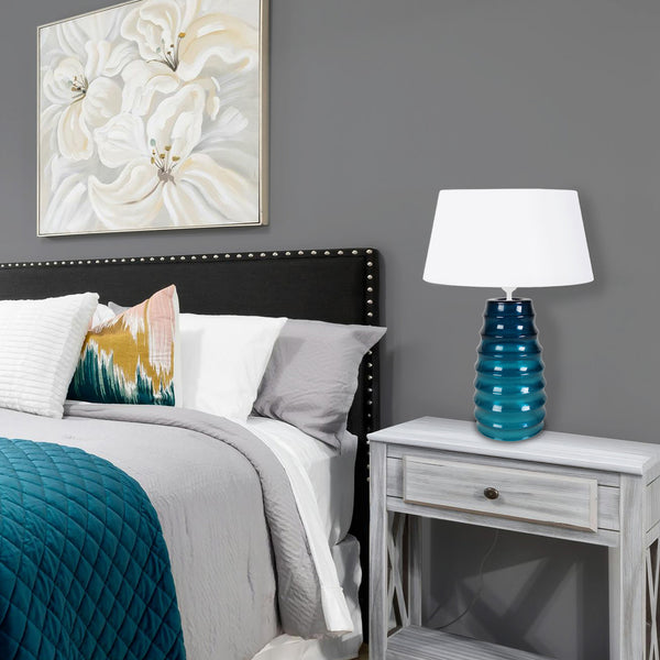 Lampe de chevet TOSEL SYMPHONIE,verre, tissu  , H49xD30xP30  cm.