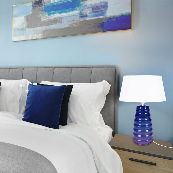 Lampe de chevet TOSEL SYMPHONIE,verre, tissu  , H49xD30xP30  cm.