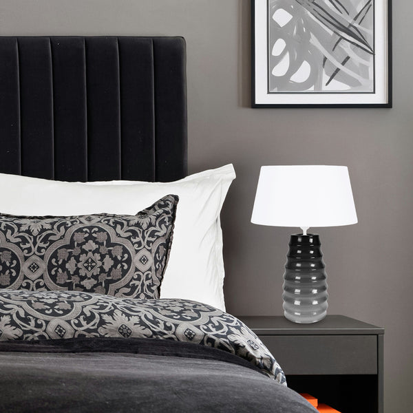 Lampe de chevet TOSEL SYMPHONIE,verre, tissu  , H49xD30xP30  cm.