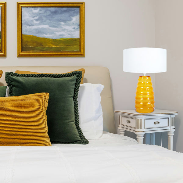 Lampe de chevet TOSEL SYMPHONIE,verre  , H50xD30xP30  cm.