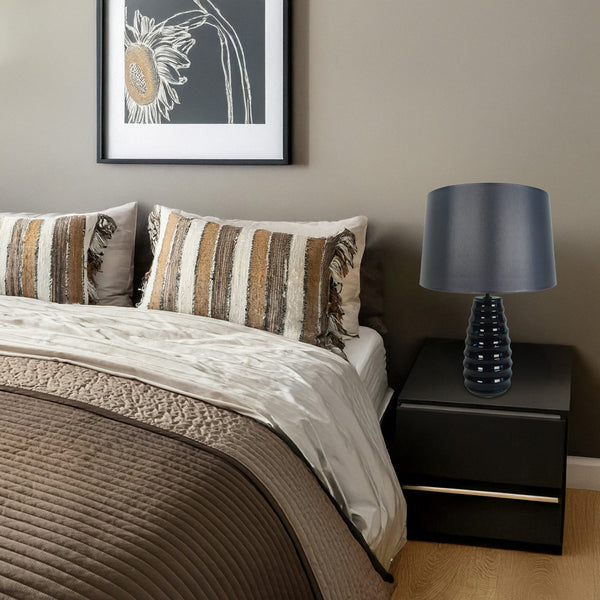 Lampe de chevet TOSEL SYMPHONIE,verre, tissu  , H49xD30xP30  cm.