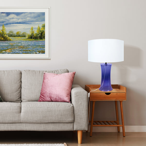 Lampe de chevet TOSEL TROMPETA,verre, tissu  , H53xD30xP30  cm.