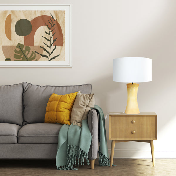 Lampe de chevet TOSEL TROMPETA,verre, tissu  , H53xD30xP30  cm.