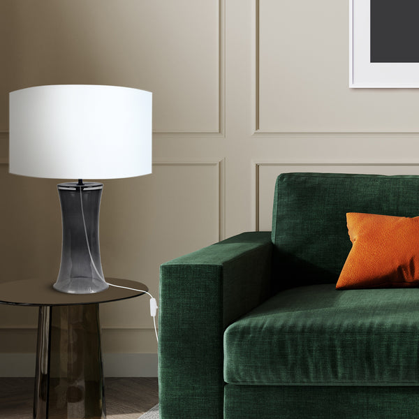 Lampe de chevet TOSEL TROMPETA,verre, tissu  , H53xD30xP30  cm.