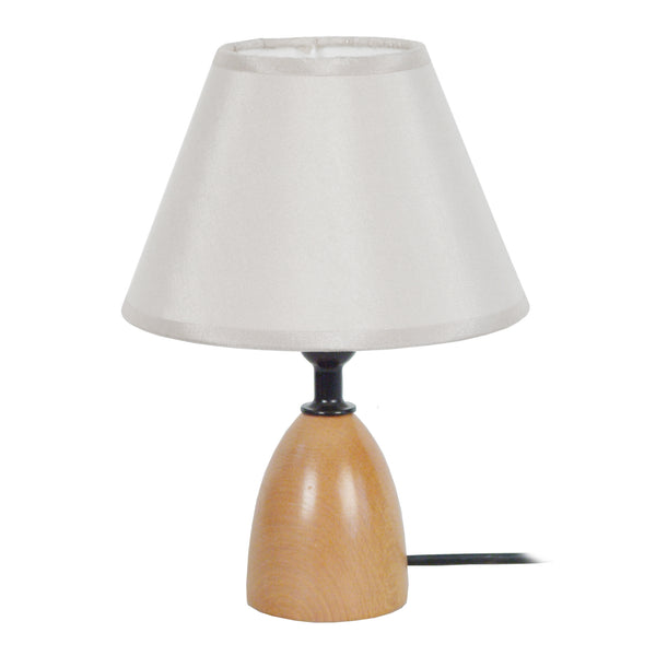 Lampe de chevet TOSEL BOIS MINOR,bois, tissu , H22xD16xP16  cm.