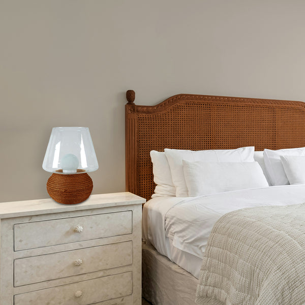 Lampe a poser TOSEL GRAND CHAMPIGNONN CORDES ,verre , H37xD30xP30  cm.