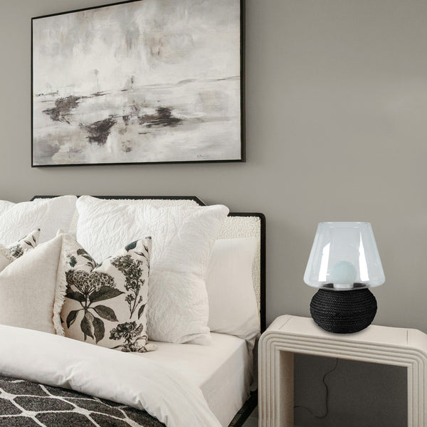 Lampe a poser TOSEL GRAND CHAMPIGNONN CORDES ,verre , H37xD30xP30  cm.