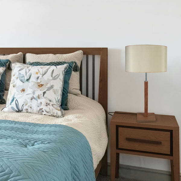 Lampe a poser TOSEL HOD,bois, tissu H54xD30xP30  cm.