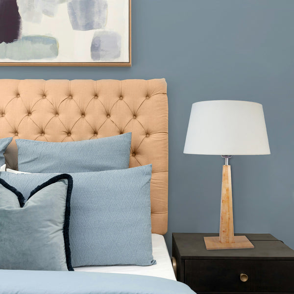 Lampe a poser TOSEL THOR,bois, tissu , H56xD30xP30  cm.