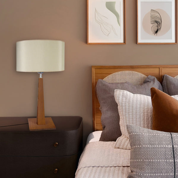 Lampe a poser TOSEL THOR B, bois, tissu  , H57xD30xP30  cm.