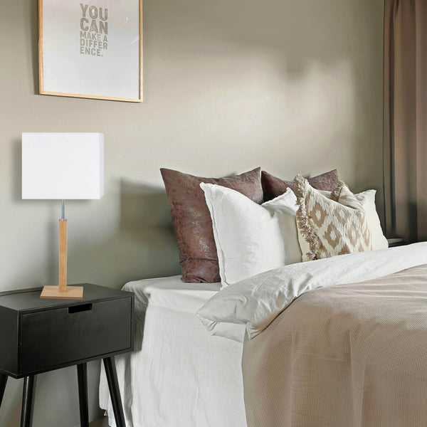 Lampe a poser TOSEL FRIGGA, bois, métal, tissu , H51xD20xP20  cm.