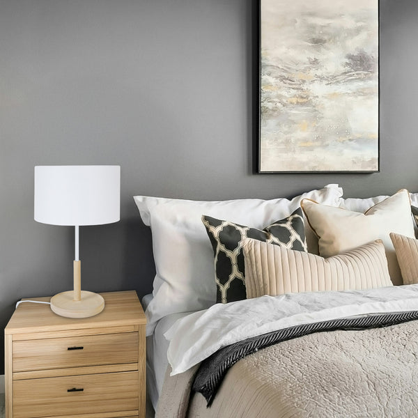 Lampe a poser PISTACHE colonne bois